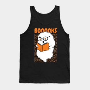 Funny Cartoon Ghost Reading Books // Ghost Booooks Boo Funny Halloween Tank Top